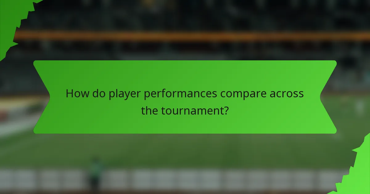 How do player performances compare across the tournament?