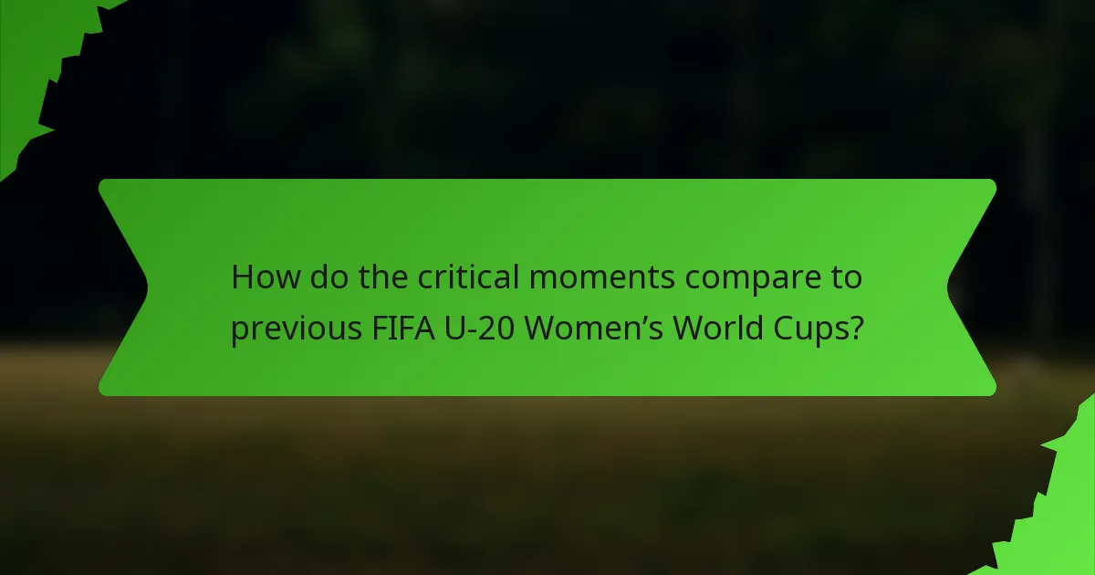 How do the critical moments compare to previous FIFA U-20 Women’s World Cups?